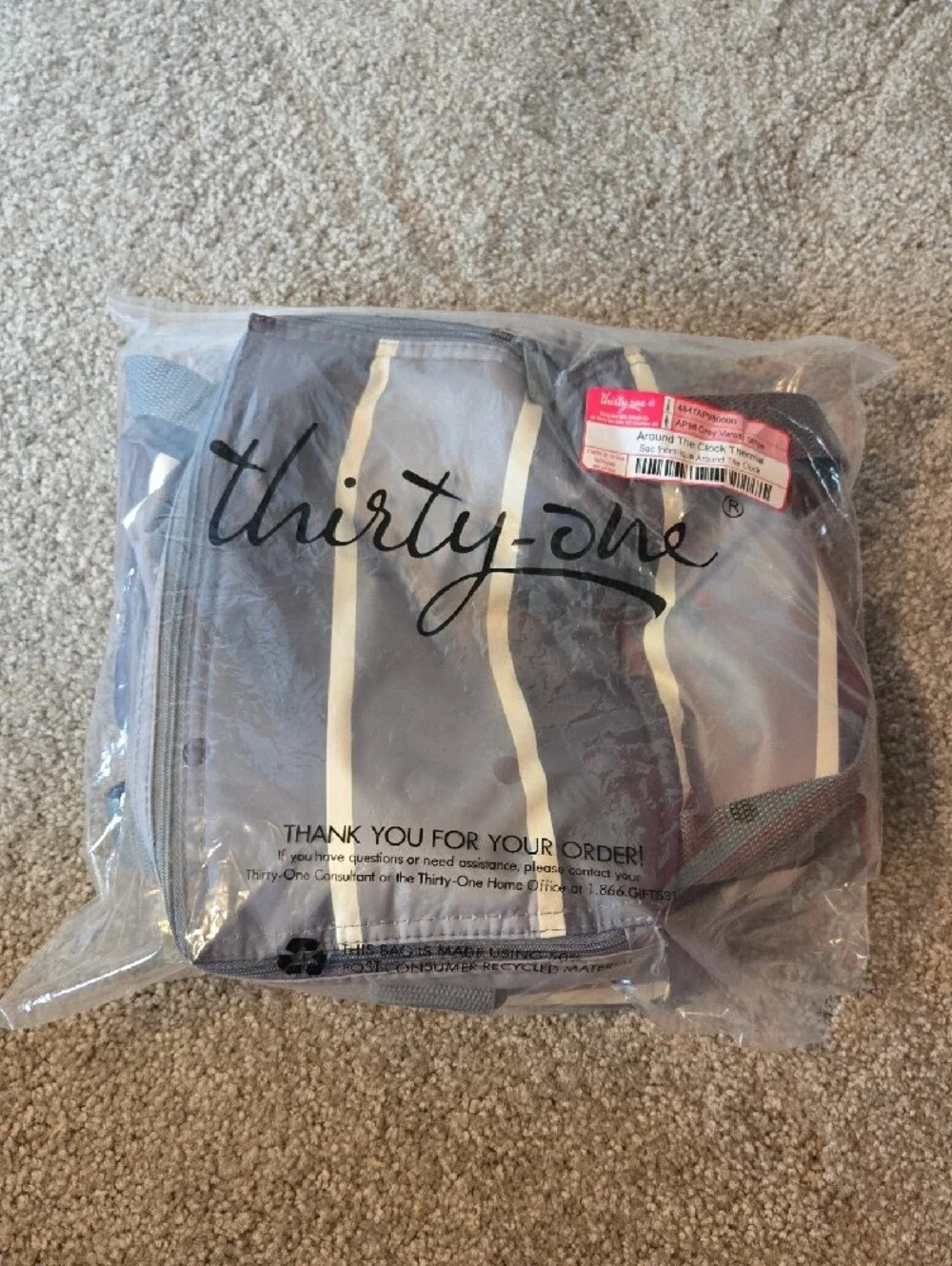 Thirty-One Around The Clock Thermal Grey Varsity Stripe